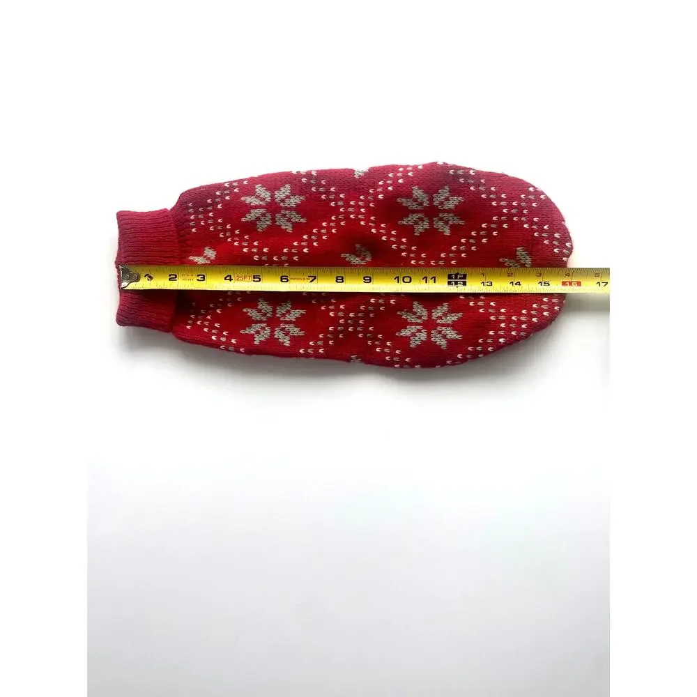 Dog Christmas Sweater Red w/ Gray Snowflakes